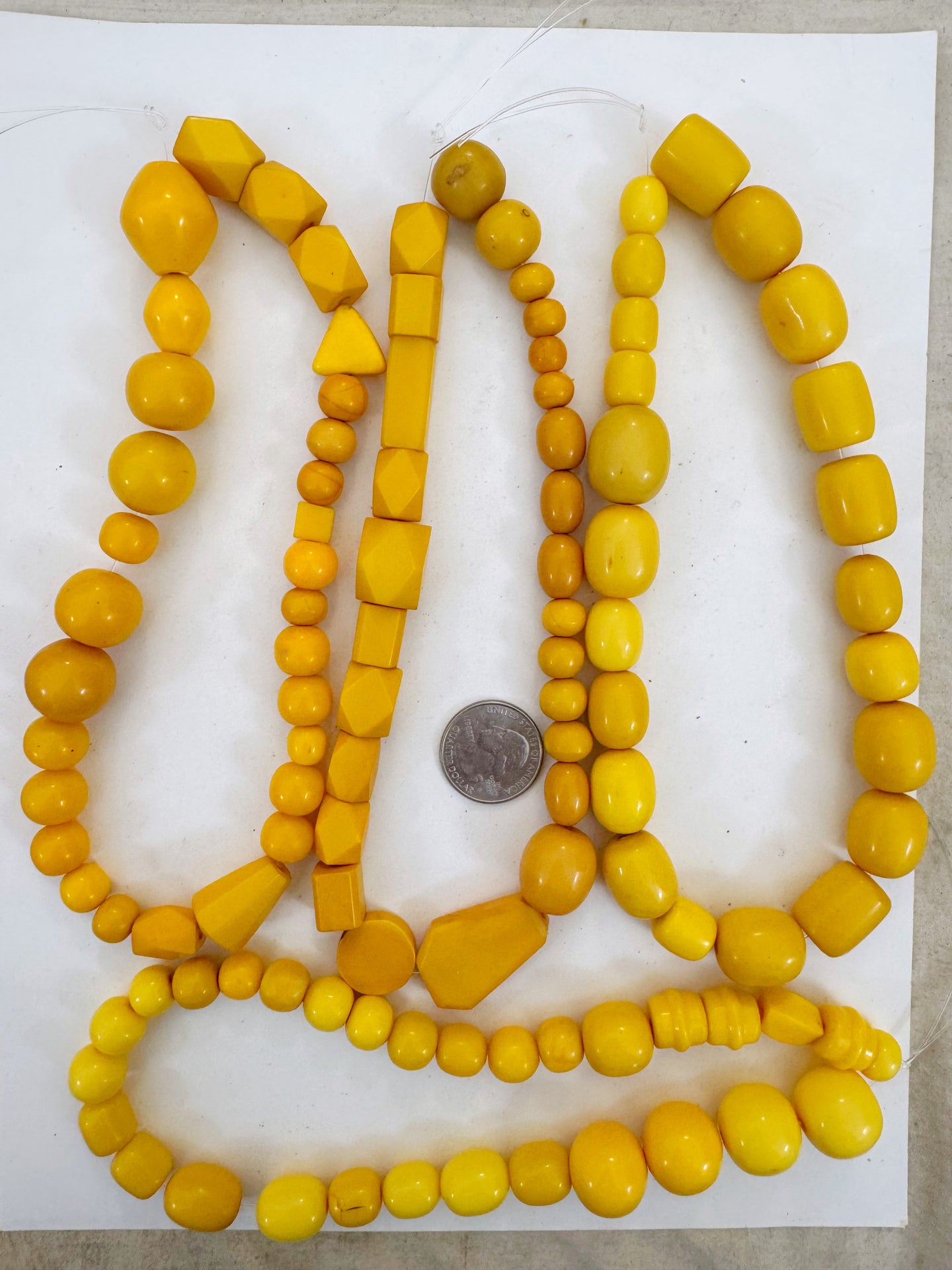 yellow tones mix, vintage look resin, size and shape mix, 15