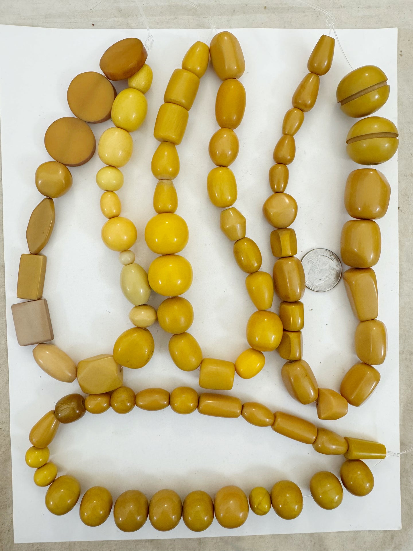 mustard brown yellow tones mix, vintage look resin, size and shape mix, 15