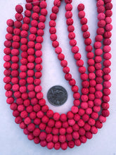 color enhanced lava rock: warm hot pink, 8mm round, 15" strand, SOLD PER STRAND