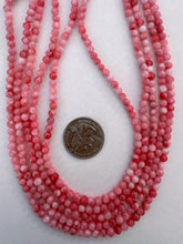 color enhanced quartz: lighter and darker red pink, 4mm round, 15" strand,  SOLD PER STRAND