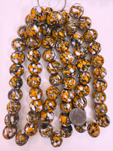 pale orange white black mix spotted swirl motif, vintage look glass, 20x18mm rondelle mix, 15" strand, sold per strand