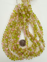 lime green pink green clear crackle motif, vintage look glass, 8mm round, 15" strand, sold per strand