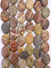 darker red khaki jasper, 34x24x7mm oval, 15" strand, SOLD PER STRAND