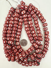 red white black chevron motif, vintage look glass, 14x11mm rondelle mix, 15" strand, sold per strand