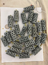 soapstone, 52x24mm hand carved open design size mix tube, 5 piece strand,  SOLD PER STRAND