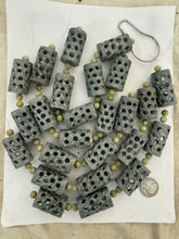 soapstone, 42x24mm hand carved open design size mix tube, 5 piece strand,  SOLD PER STRAND
