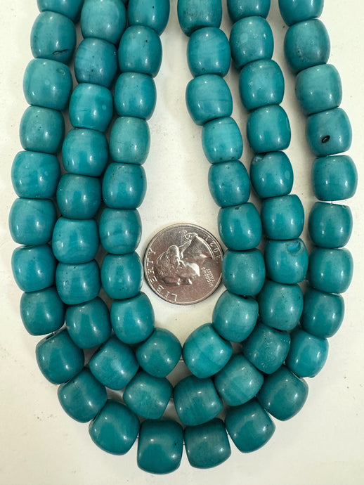 dark turquoise blue single color motif, vintage look glass, 12x12mm barrel, 15