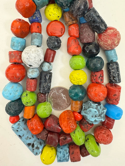 random multi color ancient motif, vintage look glass, 8-36mm random mixed shape, 15