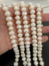 slightly off white, vintage stock fresh water pearl, 10x8mm potato, 15.5" strand,  standard pearl size hole, SOLD PER STRAND
