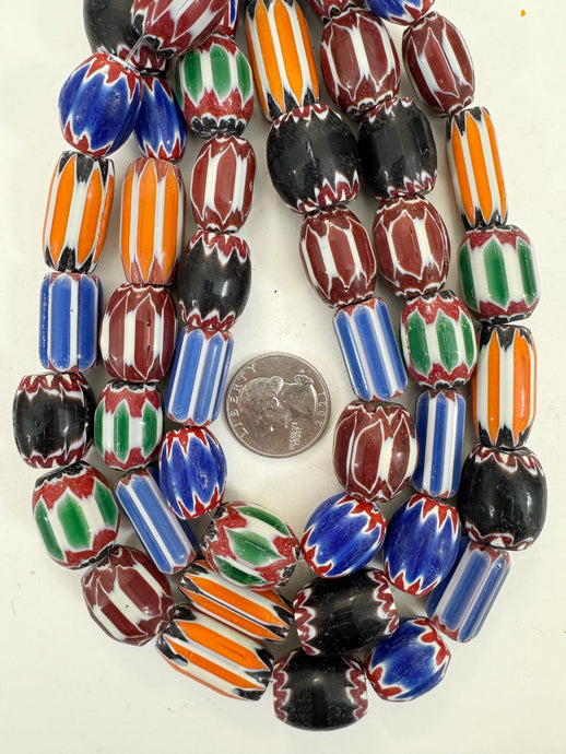 mixed color chevron motif, vintage look glass, 18-26mm shape mix, 15