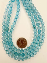 pale topaz blue, single color, vintage look acrylic, 8mm round, 15" strand, sold per strand