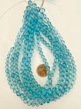 pale topaz blue, single color, vintage look acrylic, 8mm round, 15" strand, sold per strand