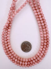 pale red pink, vintage look acrylic, 6mm round, 15" strand, sold per strand