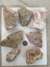 raw and unfinished natural pink opal, 2.24 pound 7 piece lot, for lapidary or mineral sample display use, no holes