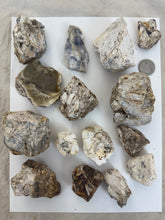 raw and unfinished natural dendritic opal, 2.17 pound 15 piece lot, for lapidary or mineral sample display use, no holes