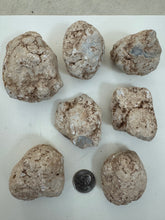 raw and unfinished angelite quartz, 2.10 pound 7 piece lot, for lapidary or mineral sample display use, no holes