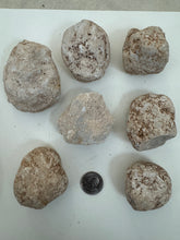 raw and unfinished angelite quartz, 2.10 pound 7 piece lot, for lapidary or mineral sample display use, no holes