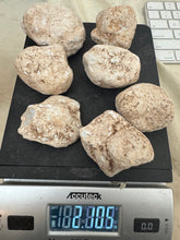 raw and unfinished angelite quartz, 2.10 pound 7 piece lot, for lapidary or mineral sample display use, no holes