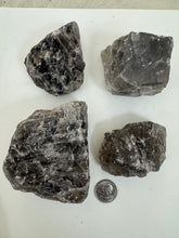 raw and unfinished smokey quartz, 2.16 pound 4 piece lot, for lapidary or mineral sample display use, no holes