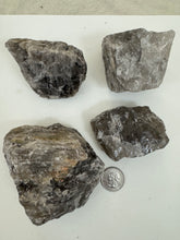 raw and unfinished smokey quartz, 2.16 pound 4 piece lot, for lapidary or mineral sample display use, no holes