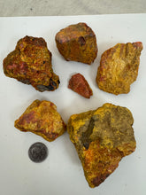 raw and unfinished realgar orpiment, 2.24 pound 6 piece lot, for lapidary or mineral sample display use, no holes