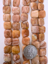 peach jasper, dull finish, 14x14x5mm square, 15" strand, SOLD PER STRAND