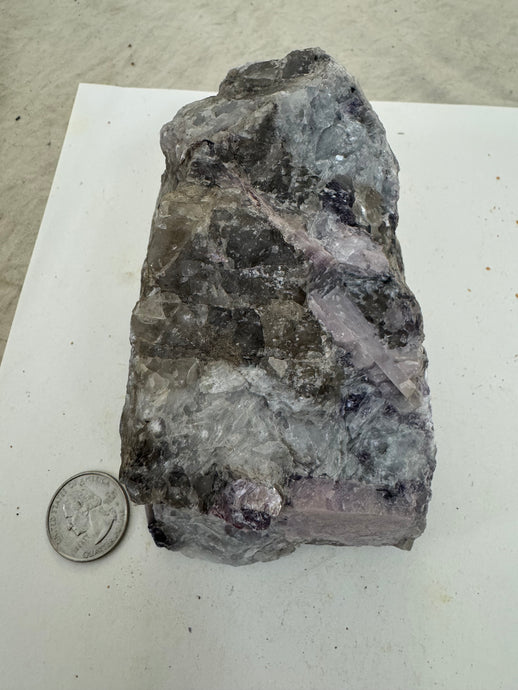 raw and unfinished lepidolite, 2.25 pound 1 piece lot, for lapidary or mineral sample display use, no holes