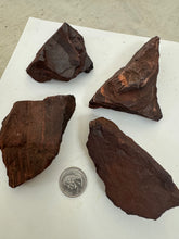 raw and unfinished red jasper, 2.09 pound 4 piece lot, for lapidary or mineral sample display use, no holes