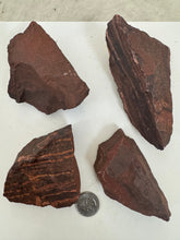 raw and unfinished red jasper, 2.09 pound 4 piece lot, for lapidary or mineral sample display use, no holes