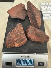 raw and unfinished red jasper, 2.09 pound 4 piece lot, for lapidary or mineral sample display use, no holes