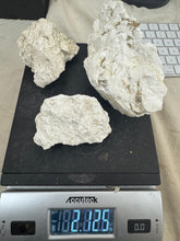 raw and unfinished sepiolite, 2.12 pound 3 piece lot, for lapidary or mineral sample display use, no holes