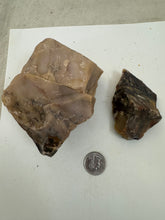 raw and unfinished rhodonite, 2.32 pound 2 piece lot, for lapidary or mineral sample display use, no holes
