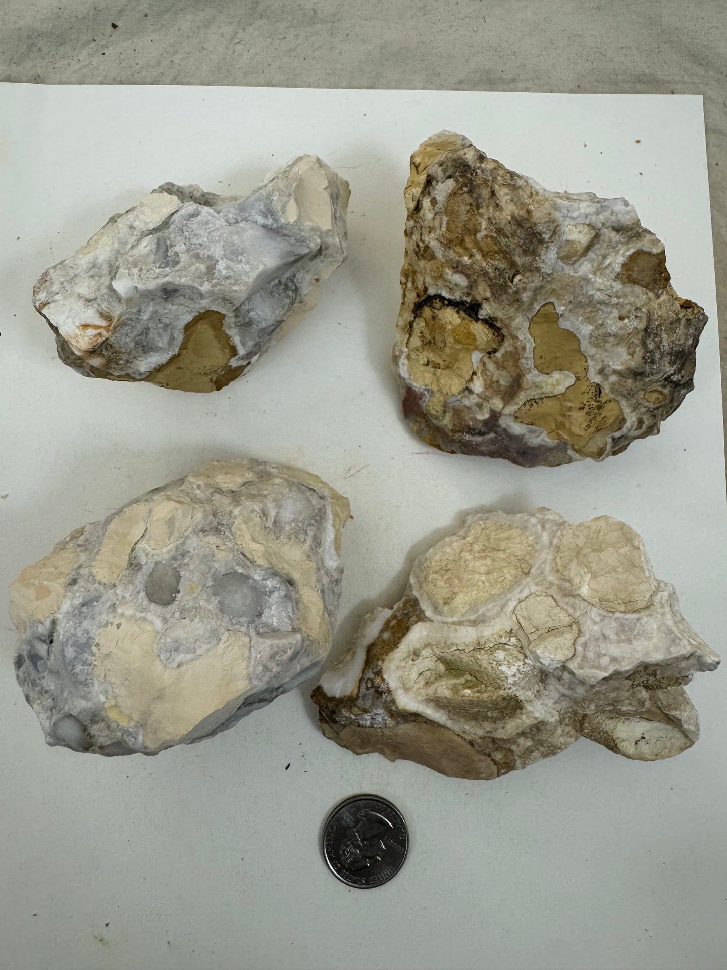 raw and unfinished natural stone, 2.5 pound 4 piece lot, for lapidary or mineral sample display use, no holes