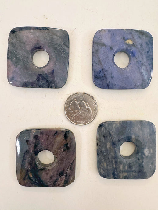 dumortierite, 41mm thick donut pendant, 4 donut lot