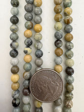 yellow silver leaf jasper, 6mm round, 15" strand, SOLD PER STRAND