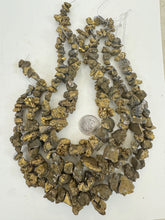 antique gold coated druzy quartz, 7-25mm rough nugget, 15" strand, sold per strand, may have edge or surface wear