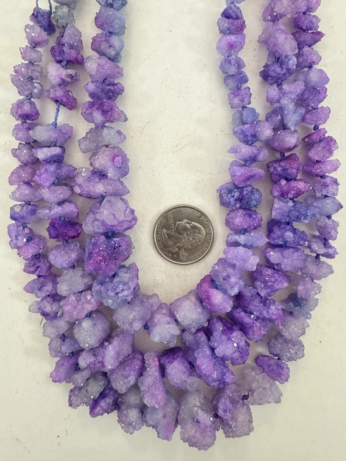 bright blue purple enhanced druzy quartz, 8-23mm graduated nugget, 15