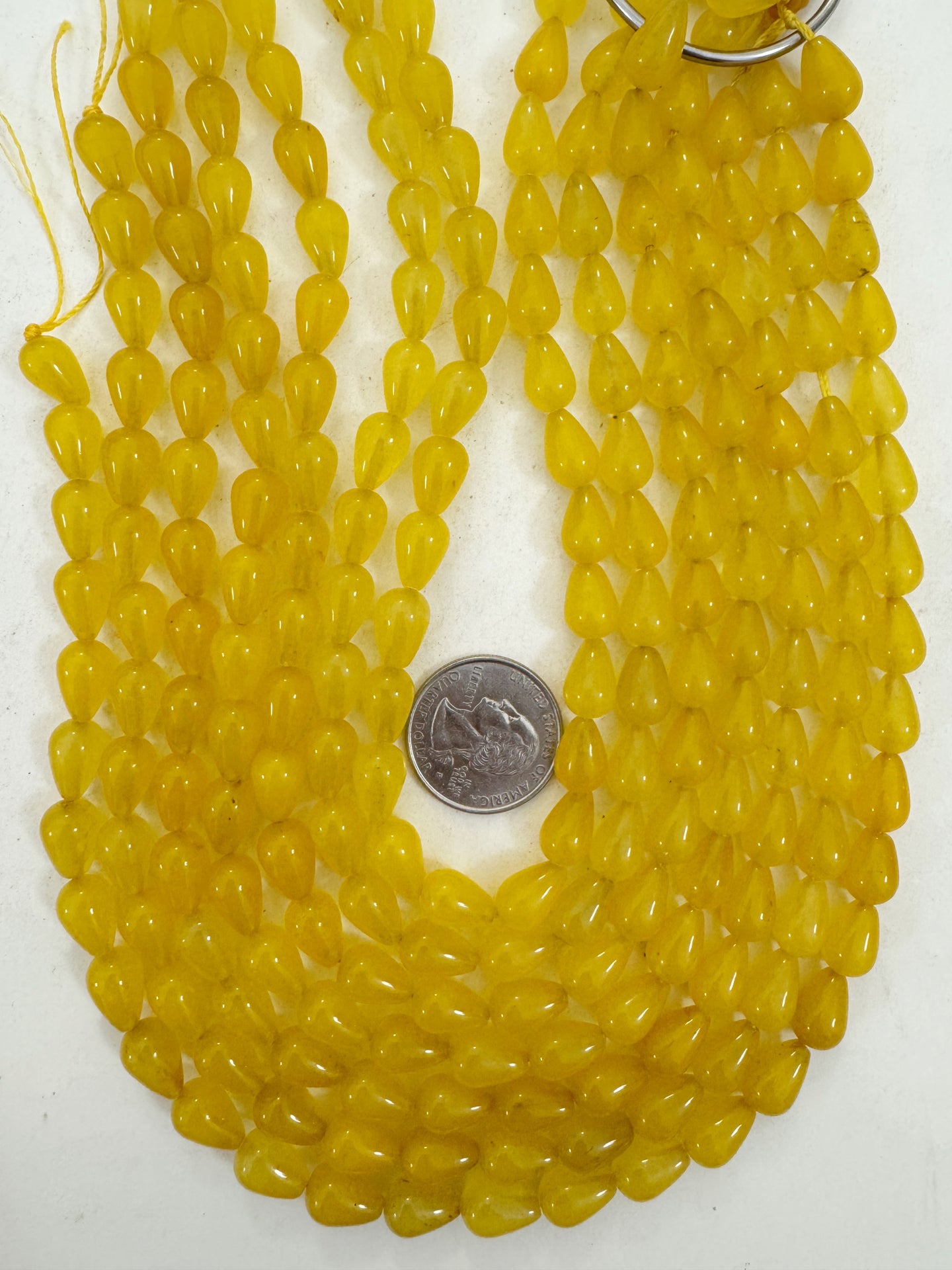 dark amber yellow color enhanced quartz, 12x8mm pear teardrop, 15