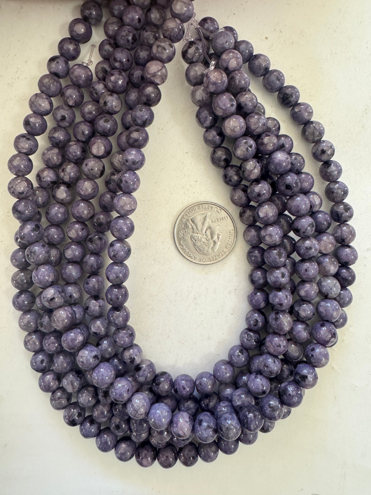 purple enhanced kiwi quartz, 8mm round, 15