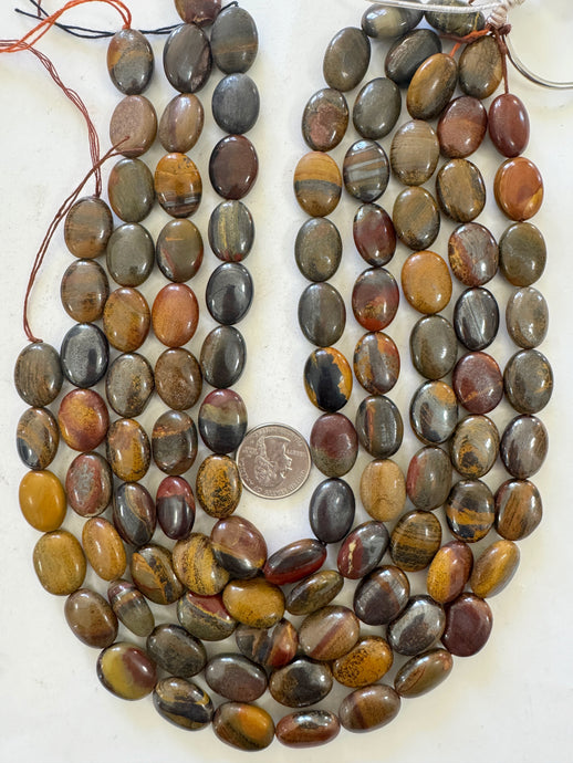 red wooden jasper, 20x15x8mm oval, 15