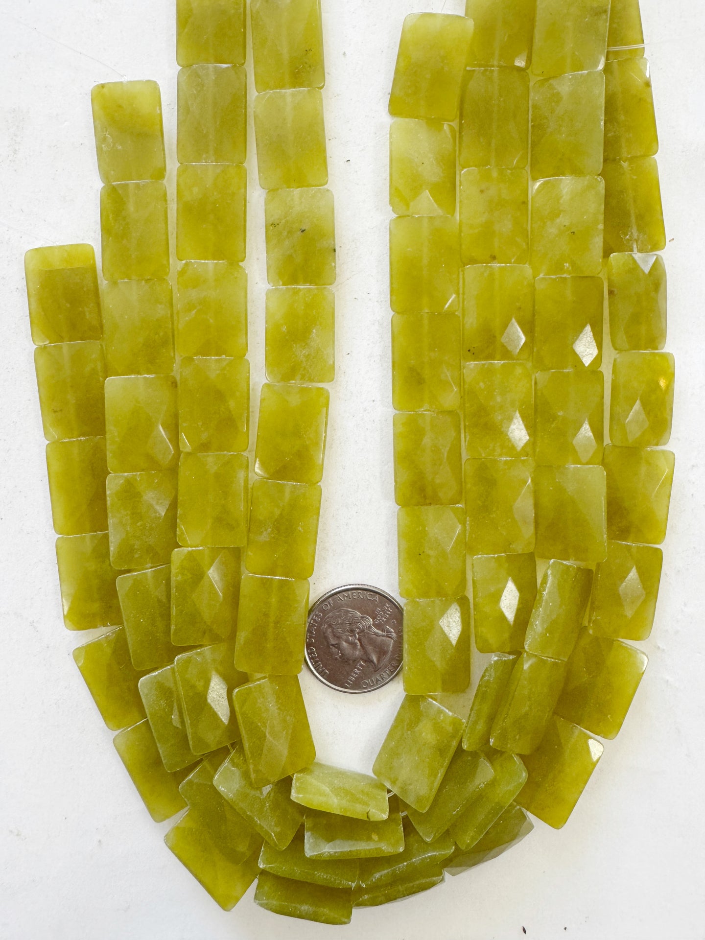 olive jade, 19x15x5mm faceted rectangle, 15
