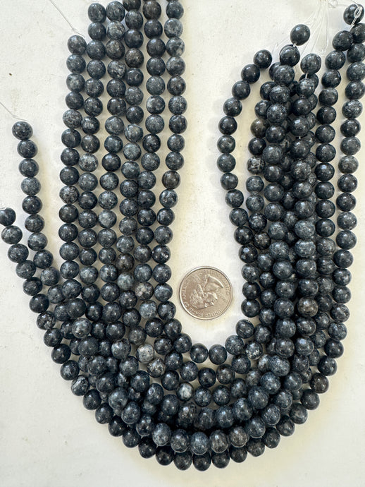 dark gray blue color enhanced serpentine, 8mm round, 15