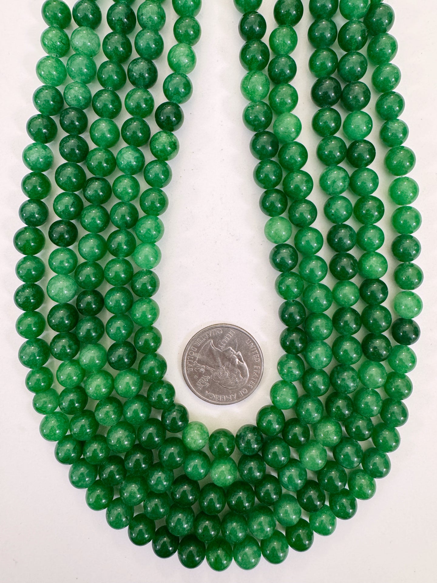 emerald green enhanced quartz, 8mm round, 15