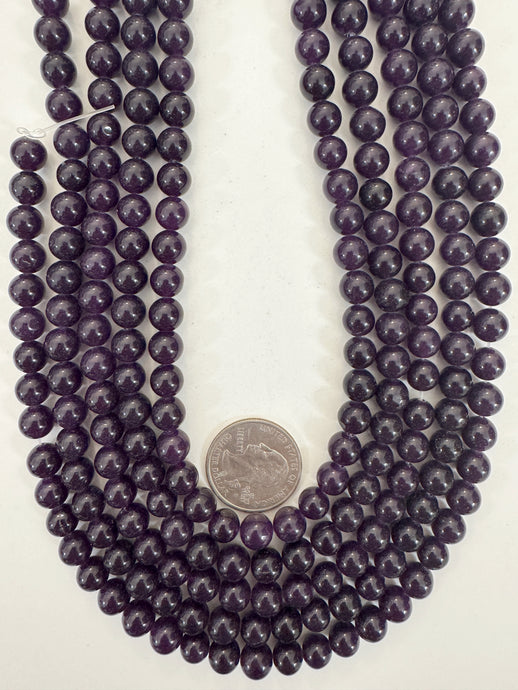 royal dark purple yellow enhanced quartz, 8mm round, 15