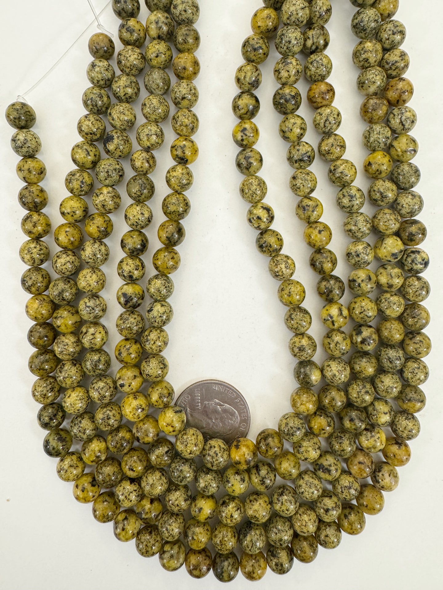 yellow enhanced serpentine, 8mm round, 15