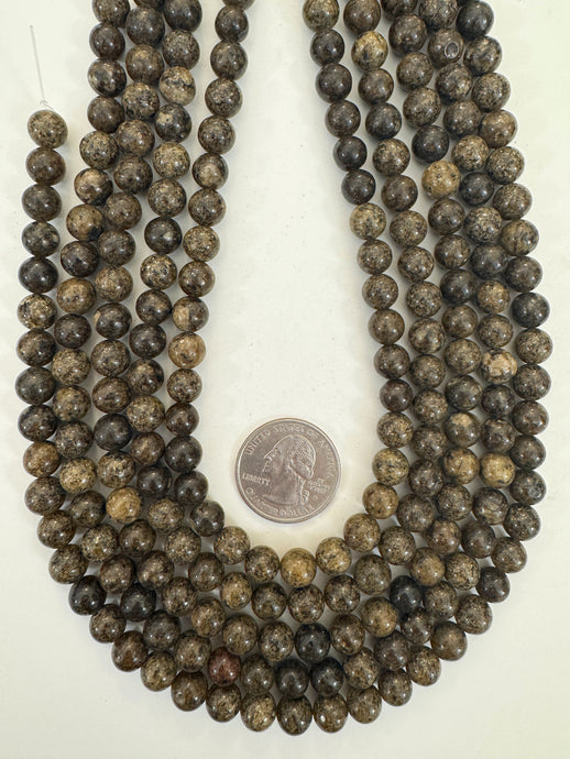 dark olive green enhanced serpentine, 8mm round, 15