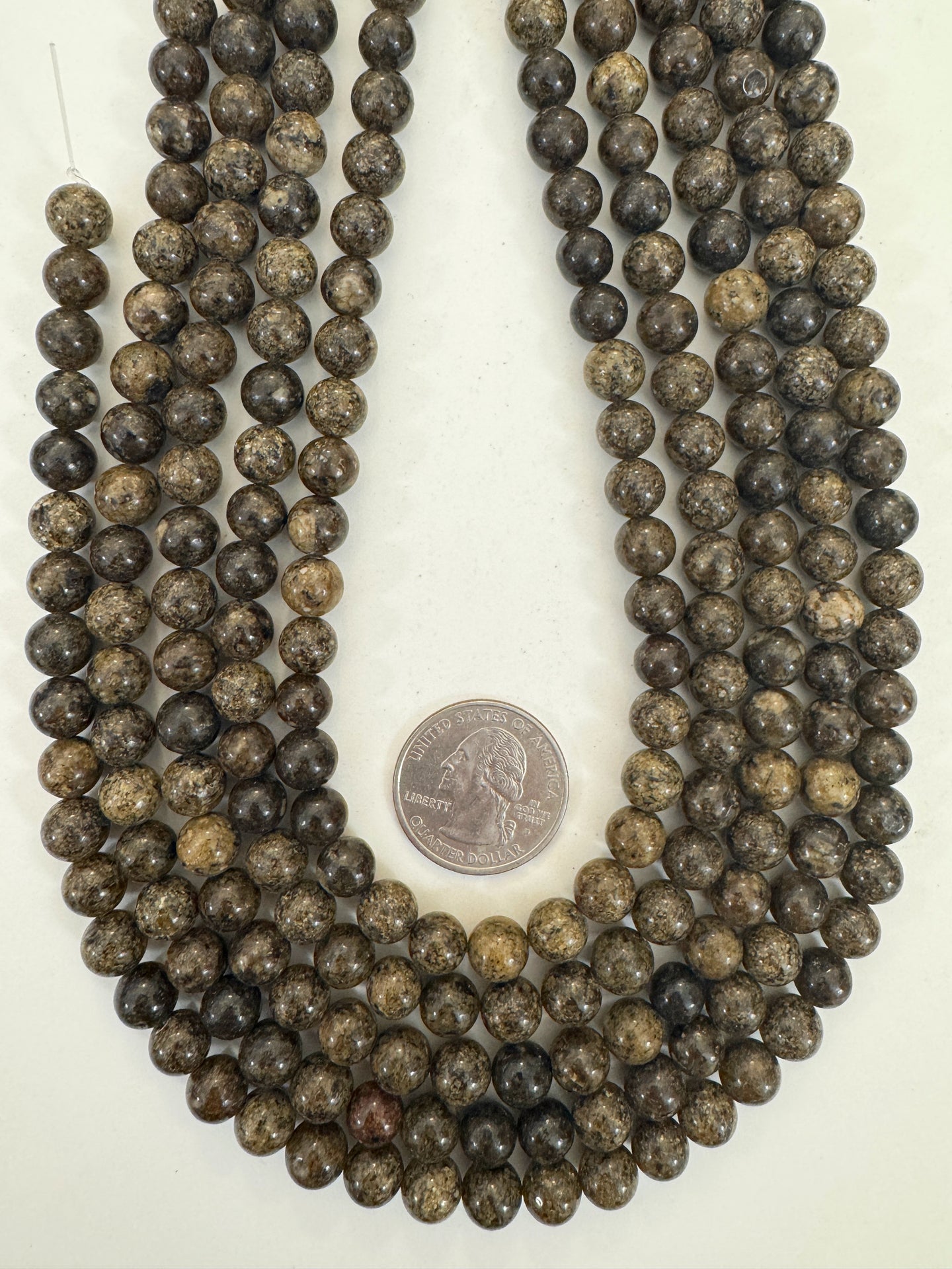 dark olive green enhanced serpentine, 8mm round, 15