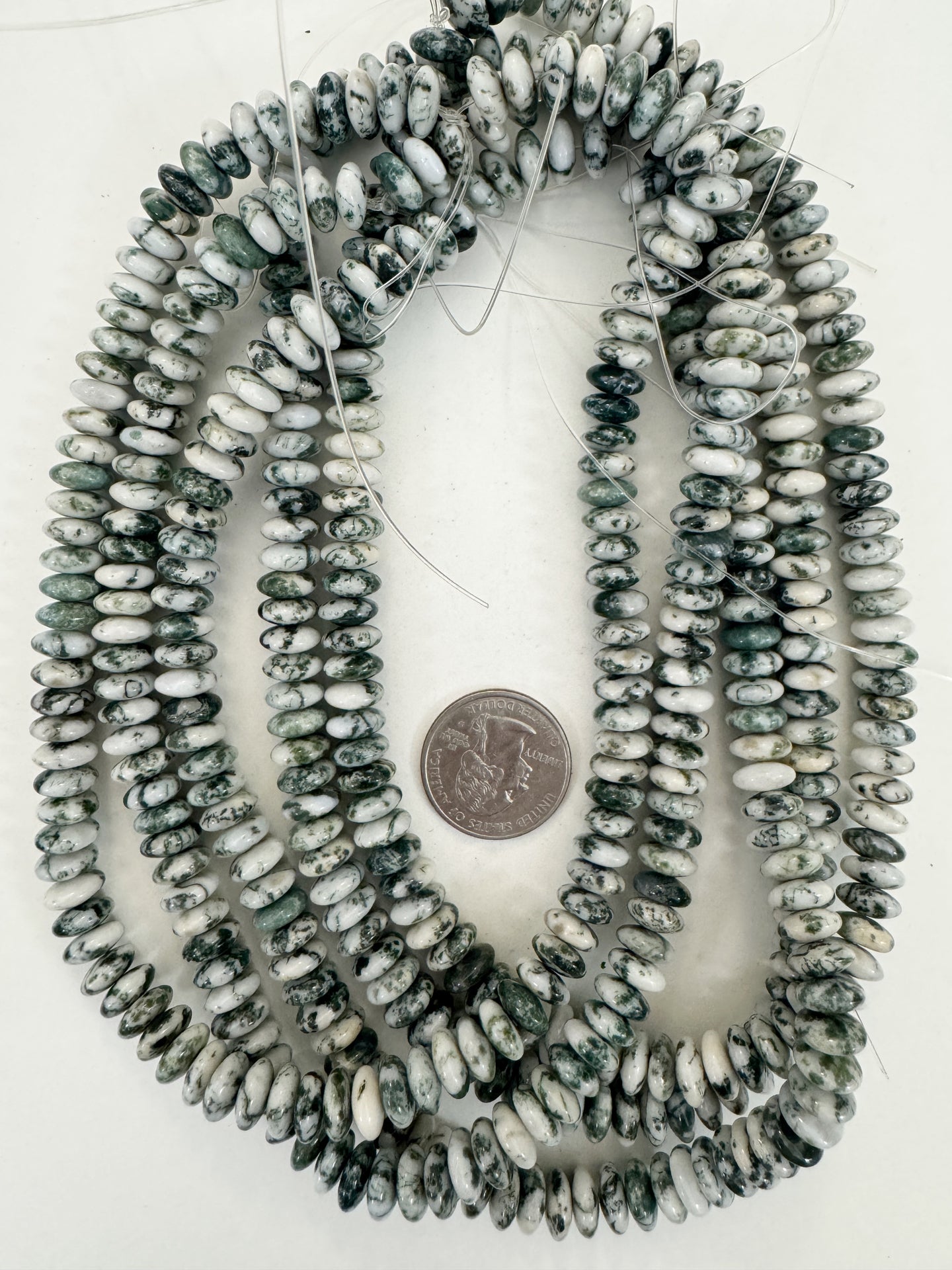 tree agate, 9x4mm rondelle, 15