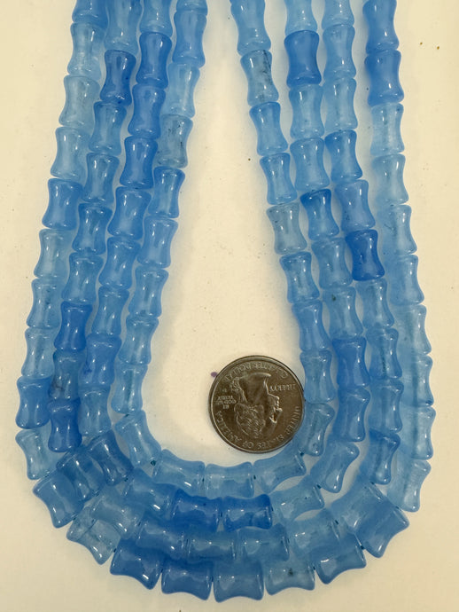 pale bright blue color enhanced quartz, 12x8mm concave tube, 15