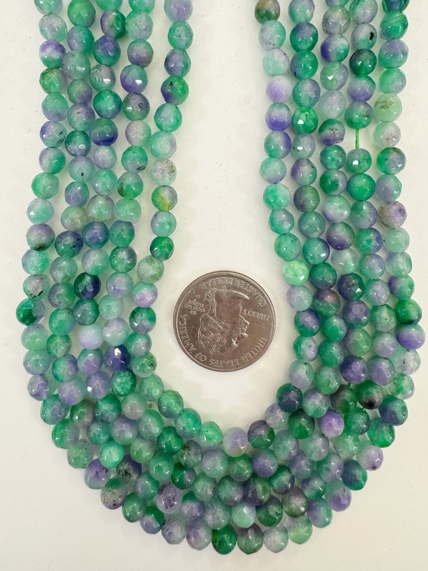 green purple enhanced quartz, 6mm faceted round, 15